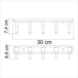 Кронштейн настенный, 5 крючков Wasserkraft Oder K-3075 - фото 85376